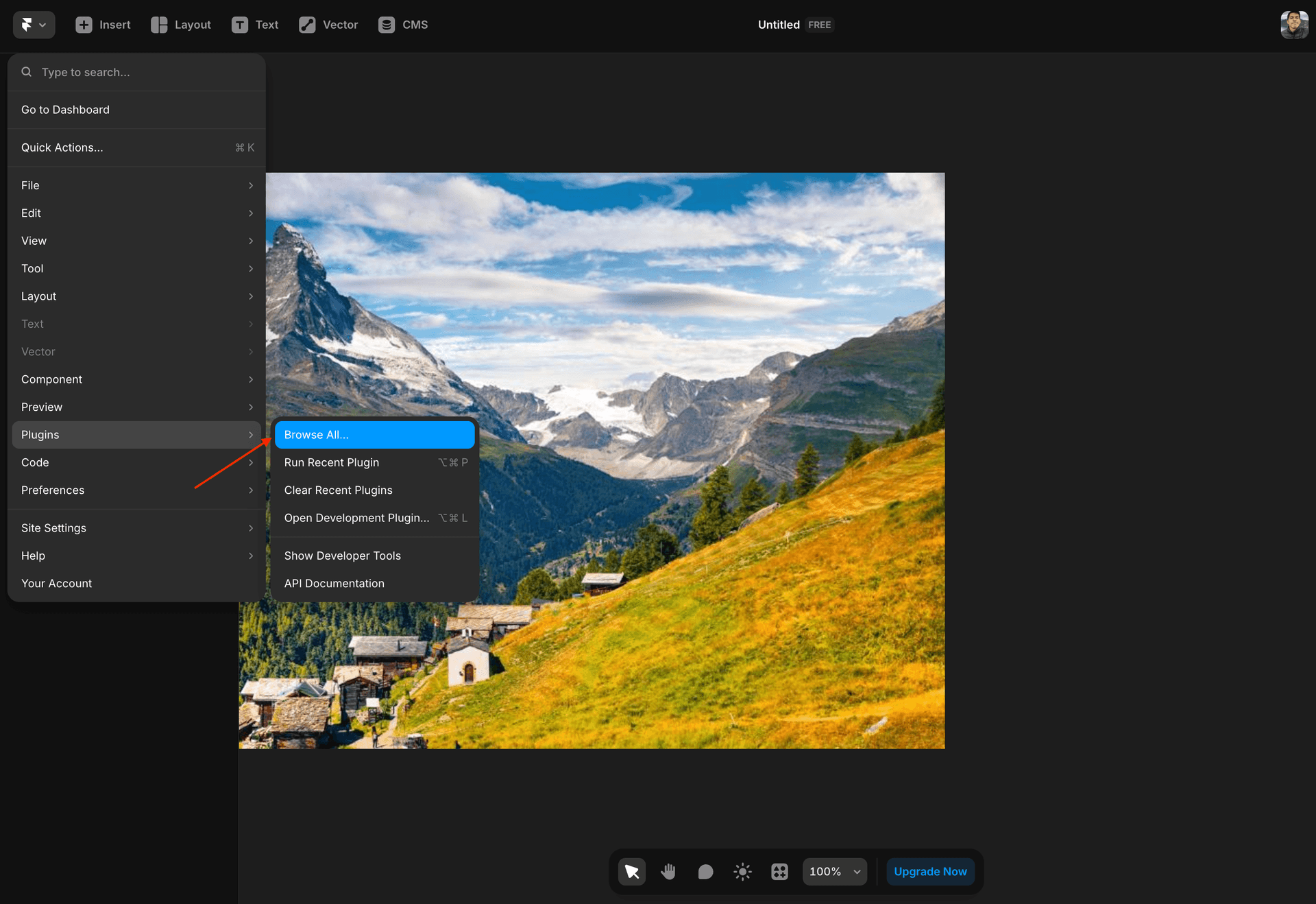 Framer plugin open step 2