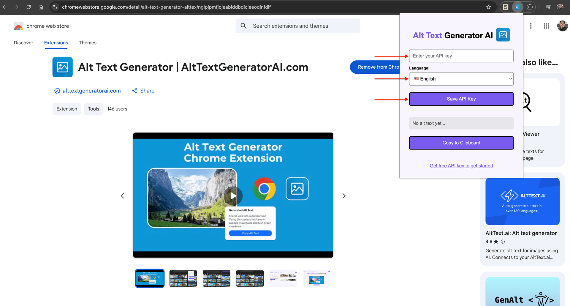 Chrome extension settings step 3