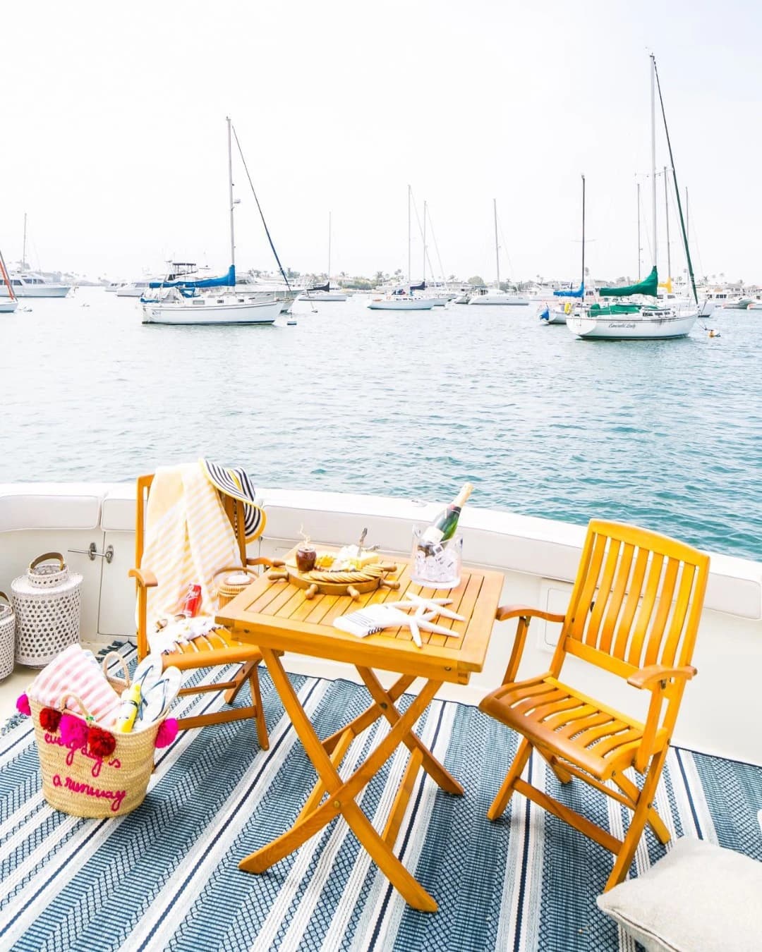 Serene boat dining on a yacht deck