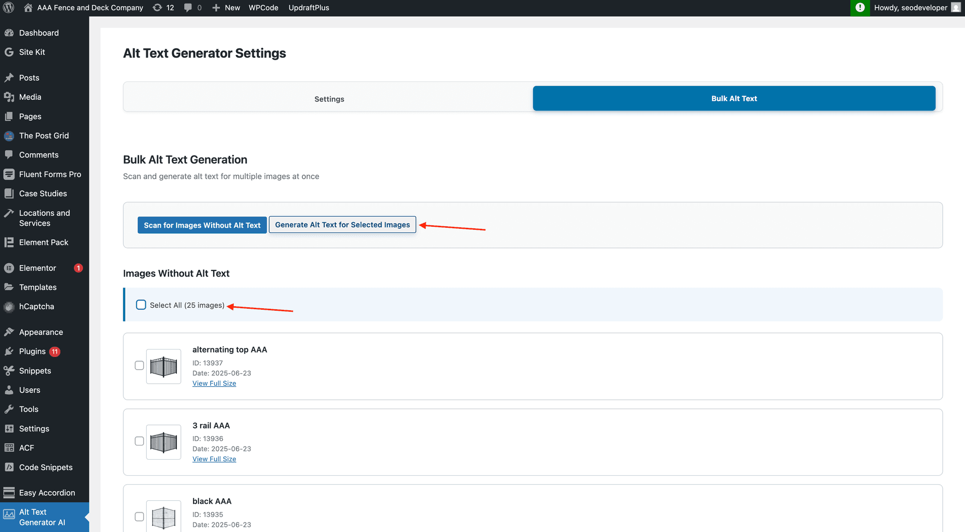 WordPress media library usage